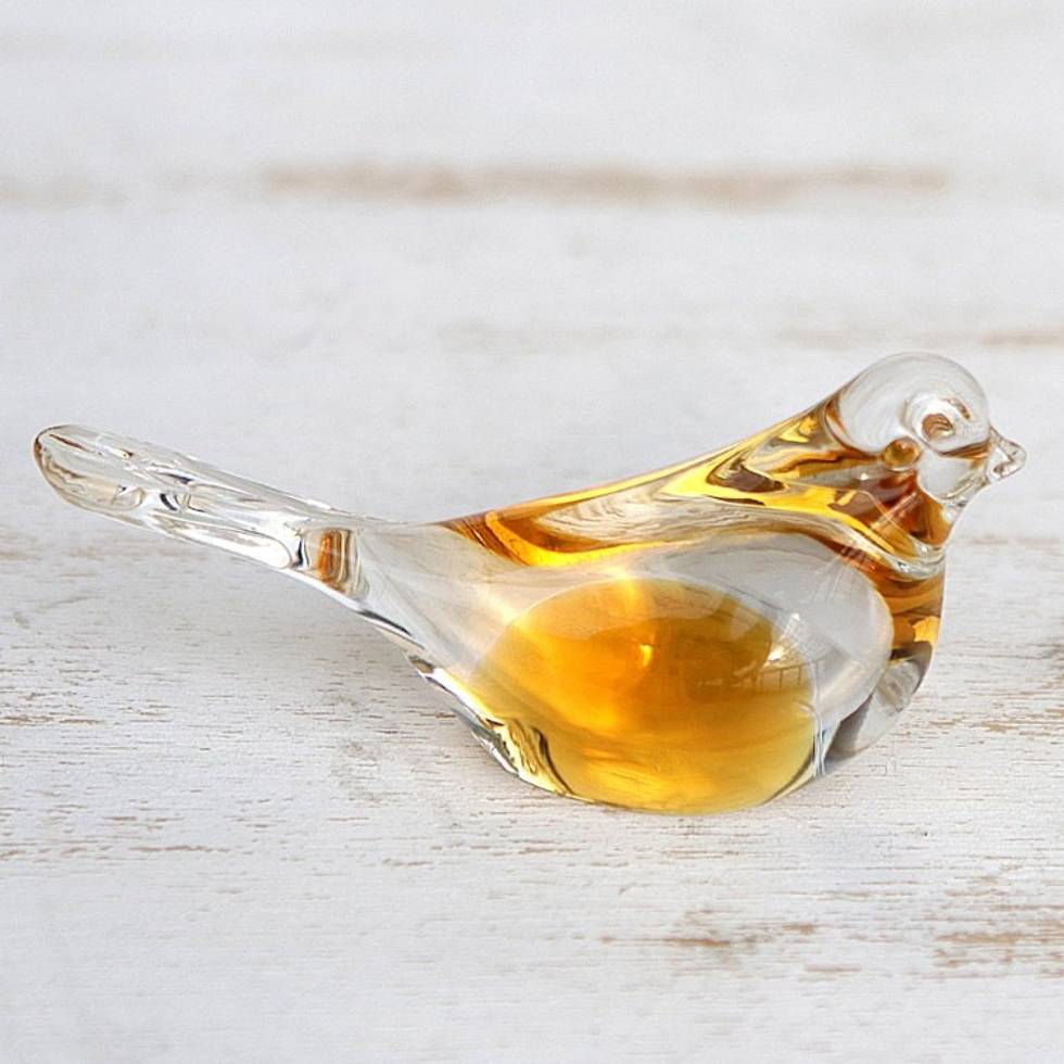 Handblown Brazilian Yellow Bird Art Glass Paperweight 'Canary'