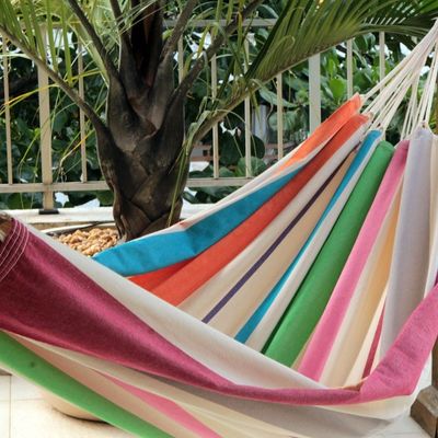 Alternate image for Brazilian Cotton Double Hammock in Tropical Tones Formosa Festa