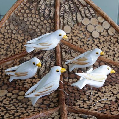 Alternate image for White Wood Dove Ornaments Set of 5 Hope Doves