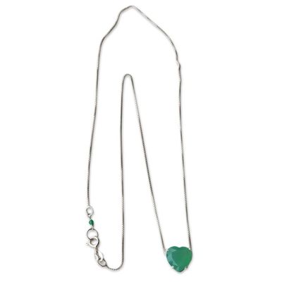 Alternate image for Brazil Heart-Shaped Faceted Chrysoprase Pendant Necklace Heart of Light