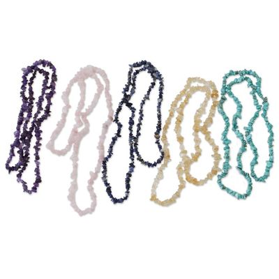 Alternate image for Gemstone Beaded Necklaces Set of 5 from Brazil Five Graces
