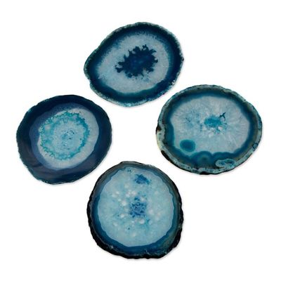 Alternate image for Natural Blue Agate Coasters Set of 4 from Brazil Freckles