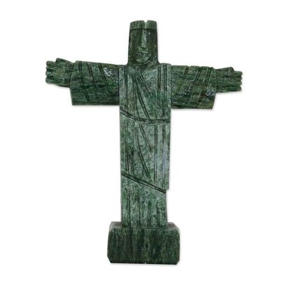 Alternate image for Christ the Redeemer-Inspired Handmade Serpentinite Sculpture Meditation of the Benevolent