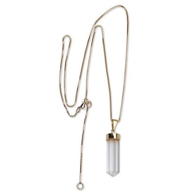 Alternate image for 18k Gold-Plated Brass and Crystal Quartz Necklace Golden Clarity