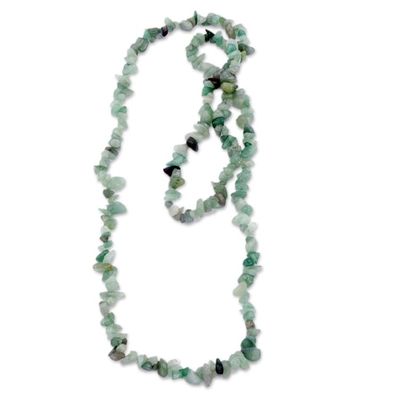 Alternate image for Brazil Artisan Crafted Green Quartz Beaded Long Necklace Verdant Meadows
