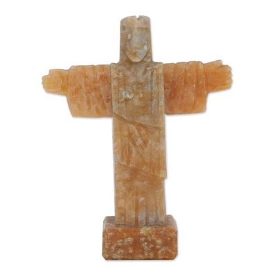 Alternate image for Christ the Redeemer-Inspired Handmade Calcite Sculpture Energy of the Benevolent