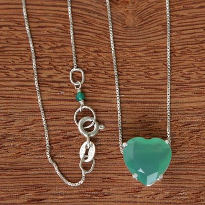 Alternate image for Brazil Heart-Shaped Faceted Chrysoprase Pendant Necklace Heart of Light
