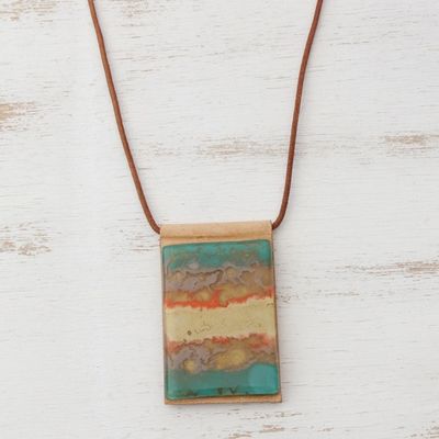 Alternate image for Layered Glass and Leather Pendant Necklace from Brazil Seaside