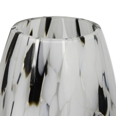 Alternate image for Hand Blown Murano-Style Art Glass Vase in Black and White Elegant Drip