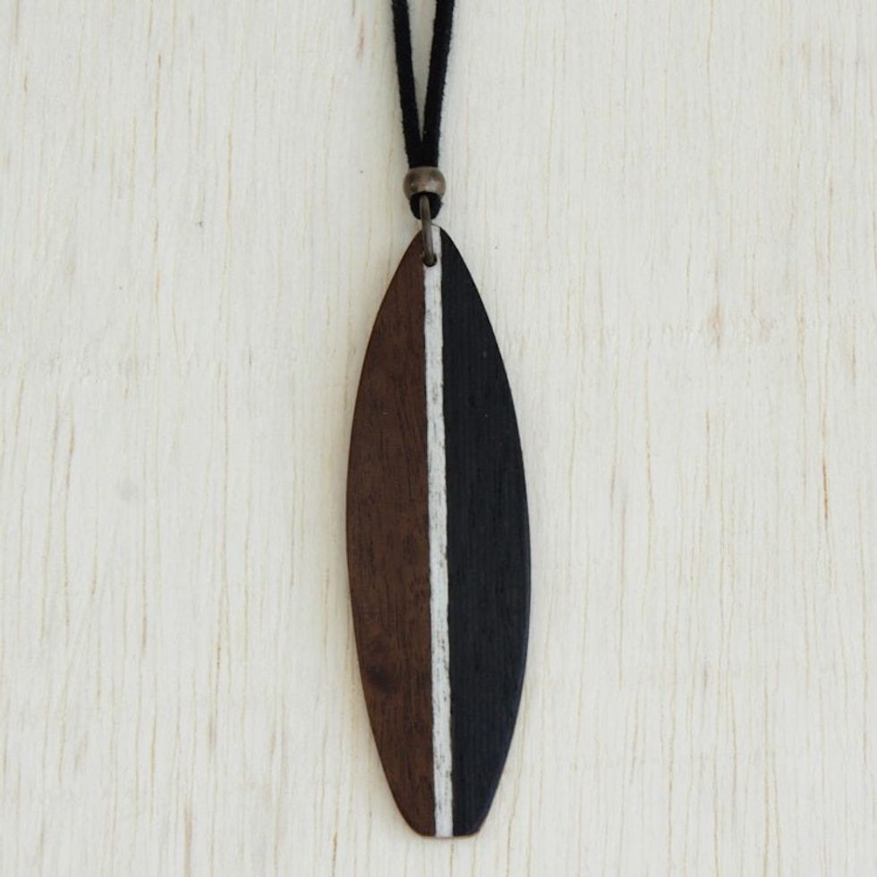 Men's Brown Wood Pendant Necklace form Brazil 'Surfer's Spirit'