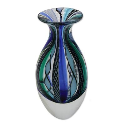 Alternate image for Collectible Handblown Murano Inspired Art Vase Colors of Rio