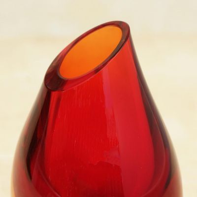 Alternate image for Red-Orange Murano-Inspired Art Glass Decorative Vase Fiery Droplet