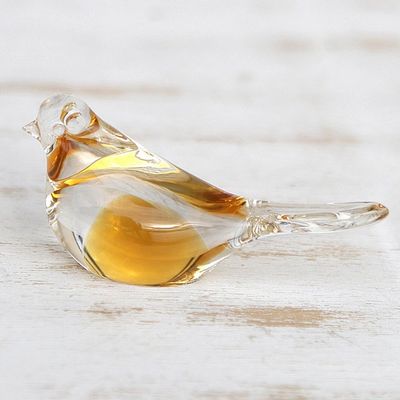 Alternate image for Handblown Brazilian Yellow Bird Art Glass Paperweight Canary
