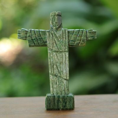 Alternate image for Christ the Redeemer-Inspired Handmade Serpentinite Sculpture Meditation of the Benevolent