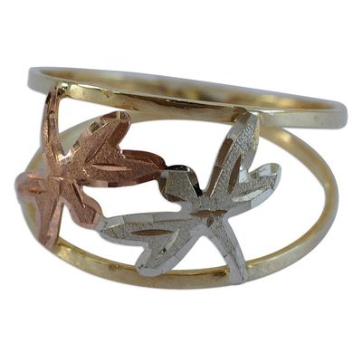 Alternate image for Yellow Rose and White Gold Dragonfly Band Ring from Brazil Dragonfly Encounter