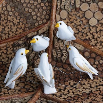 Alternate image for White Wood Dove Ornaments Set of 5 Hope Doves