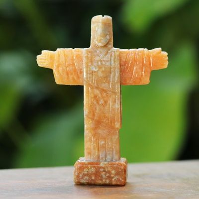 Alternate image for Christ the Redeemer-Inspired Handmade Calcite Sculpture Energy of the Benevolent