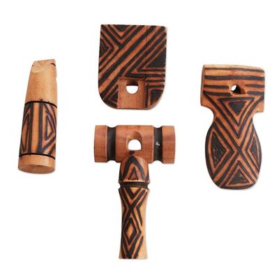 Alternate image for Hand Crafted Pataxo Bird call Whistles Set of 4 Native Song
