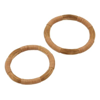 Alternate image for Pair of Handcrafted Golden Grass Bangle Bracelets Jalapo Equilibrium