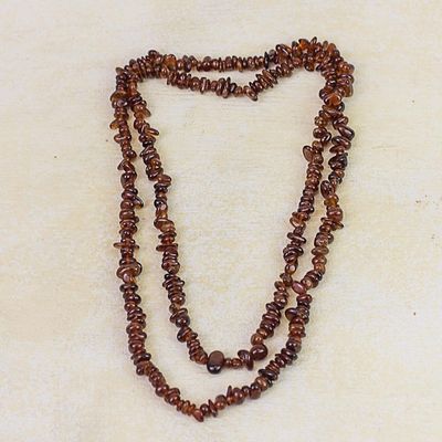 Alternate image for Long Garnet Beaded Necklace from Brazil Fiery Infatuation
