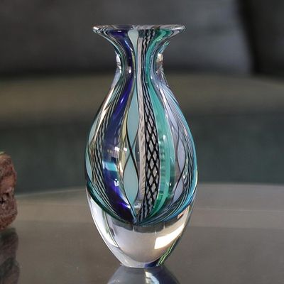 Alternate image for Collectible Handblown Murano Inspired Art Vase Colors of Rio