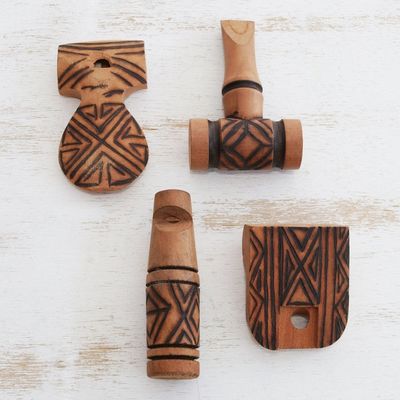 Alternate image for Hand Crafted Pataxo Bird call Whistles Set of 4 Native Song