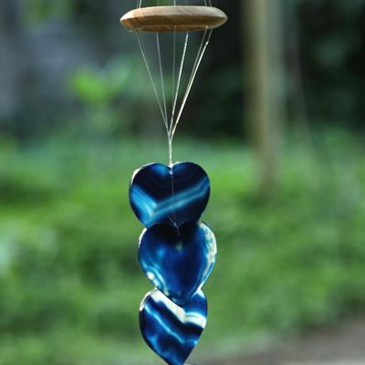 Alternate image for Heart-Shaped Blue Agate Mobile Indigo Hearts