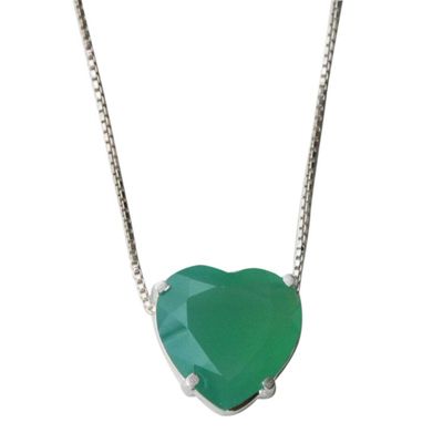 Alternate image for Brazil Heart-Shaped Faceted Chrysoprase Pendant Necklace Heart of Light