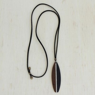 Alternate image for Mens Brown Wood Pendant Necklace form Brazil Surfers Spirit