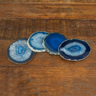 Alternate image for Natural Blue Agate Coasters Set of 4 from Brazil Freckles