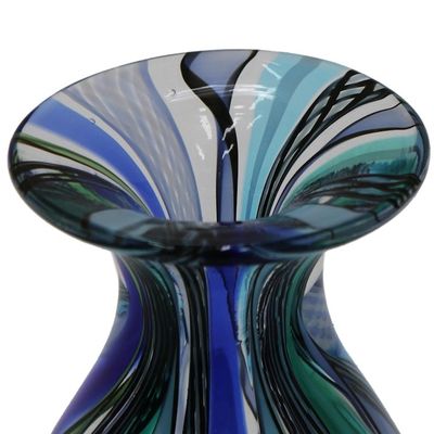 Alternate image for Collectible Handblown Murano Inspired Art Vase Colors of Rio