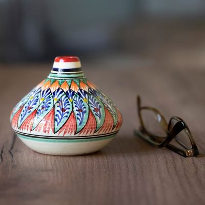 Alternate image for Glazed Ceramic Vase with Hand-Painted Motifs from Uzbekistan Uzbek Delight