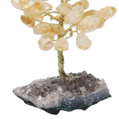 Alternate image for Citrine Gemstone Tree with an Amethyst Base from Brazil Sunny Leaves