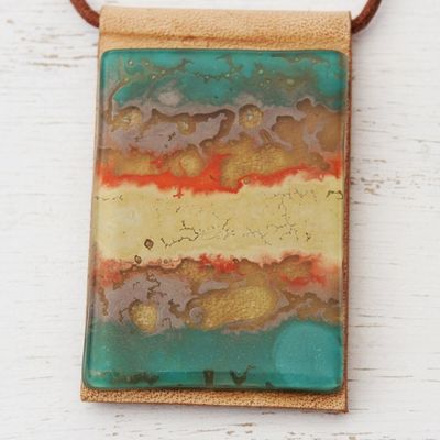 Alternate image for Layered Glass and Leather Pendant Necklace from Brazil Seaside