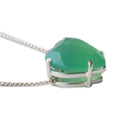 Alternate image for Brazil Heart-Shaped Faceted Chrysoprase Pendant Necklace Heart of Light