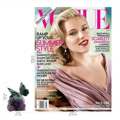 Alternate image for Serpentinite and Amethyst Butterfly Gemstone Figurine Forest Wings