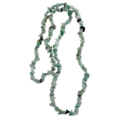 Alternate image for Brazil Artisan Crafted Green Quartz Beaded Long Necklace Verdant Meadows