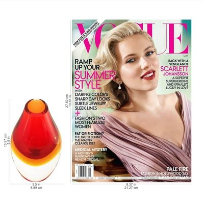 Alternate image for Red-Orange Murano-Inspired Art Glass Decorative Vase Fiery Droplet