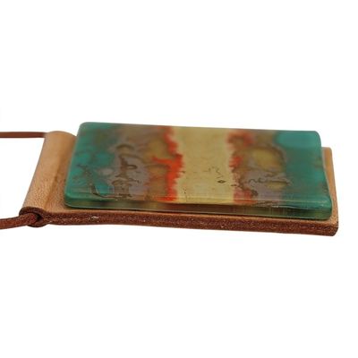 Alternate image for Layered Glass and Leather Pendant Necklace from Brazil Seaside