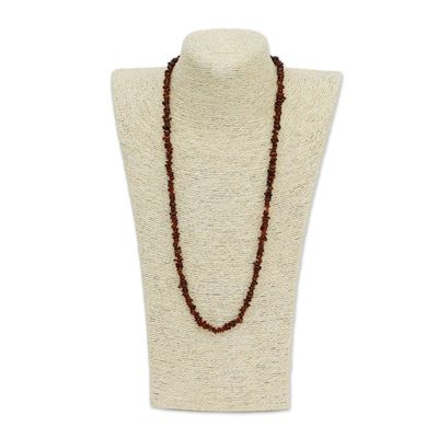 Alternate image for Long Garnet Beaded Necklace from Brazil Fiery Infatuation
