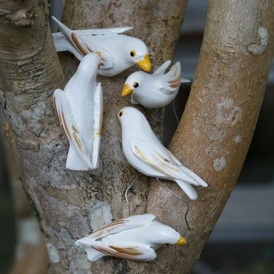Alternate image for White Wood Dove Ornaments Set of 5 Hope Doves