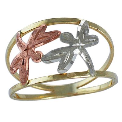 Alternate image for Yellow Rose and White Gold Dragonfly Band Ring from Brazil Dragonfly Encounter