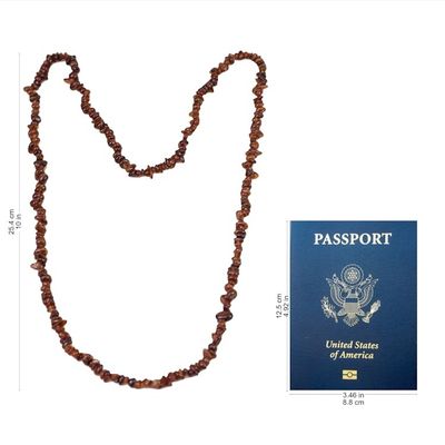 Alternate image for Long Garnet Beaded Necklace from Brazil Fiery Infatuation