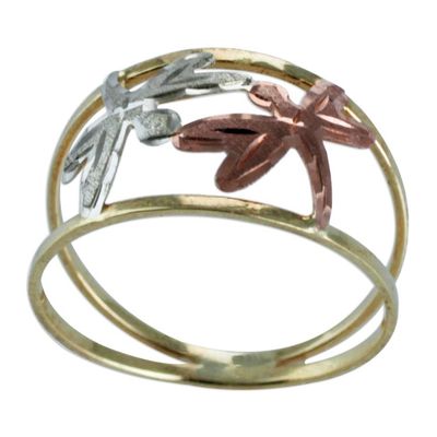 Alternate image for Yellow Rose and White Gold Dragonfly Band Ring from Brazil Dragonfly Encounter