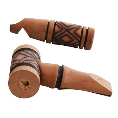 Alternate image for Hand Crafted Pataxo Bird call Whistles Set of 4 Native Song