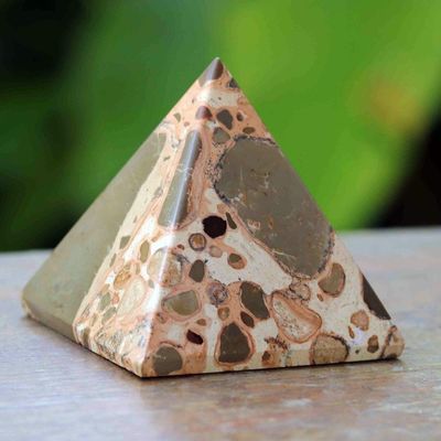 Alternate image for Handcrafted Leopardite Pyramid Sculpture from Brazil Energies of the World