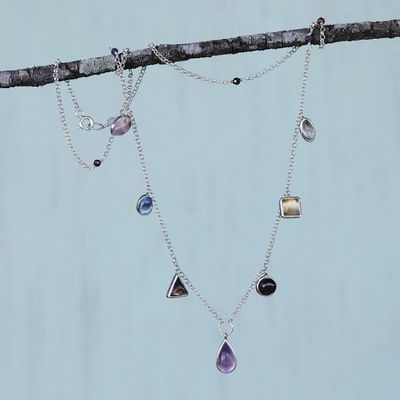 Alternate image for Handcrafted Multi-Gemstone Charm Necklace from Brazil Earths Joy