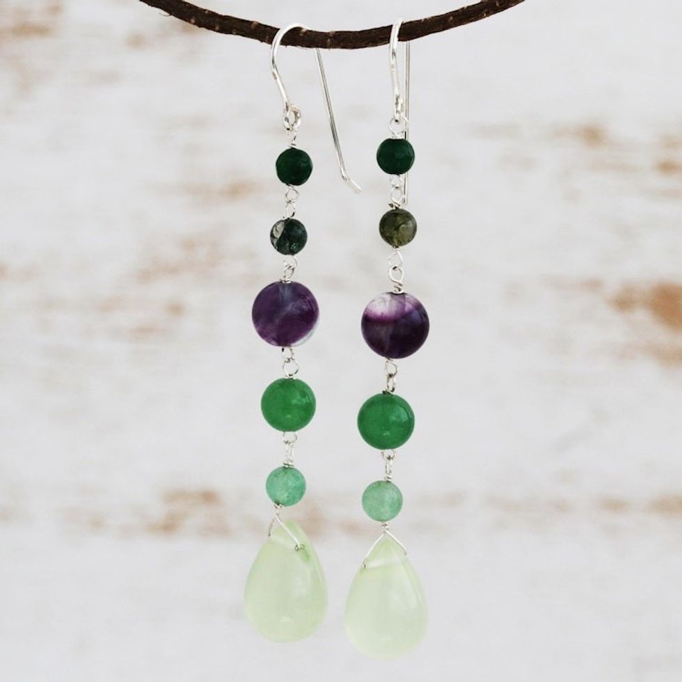 Sterling Silver and Multi-Gemstone Earrings 'Balance and Clarity'