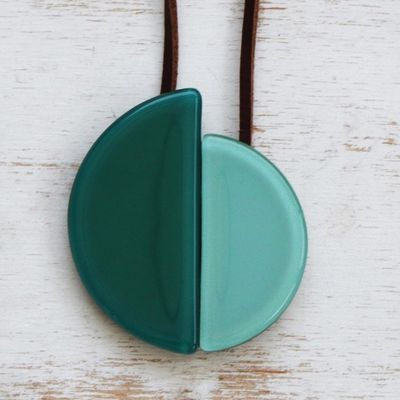 Alternate image for Azure and Sea Green Glass Pendant Necklace Smooth Seas