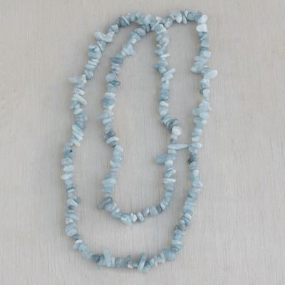 Alternate image for Natural Aquamarine Beaded Necklace from Brazil Aqua Infatuation